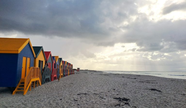 Muizenberg huts on a cloudy morning